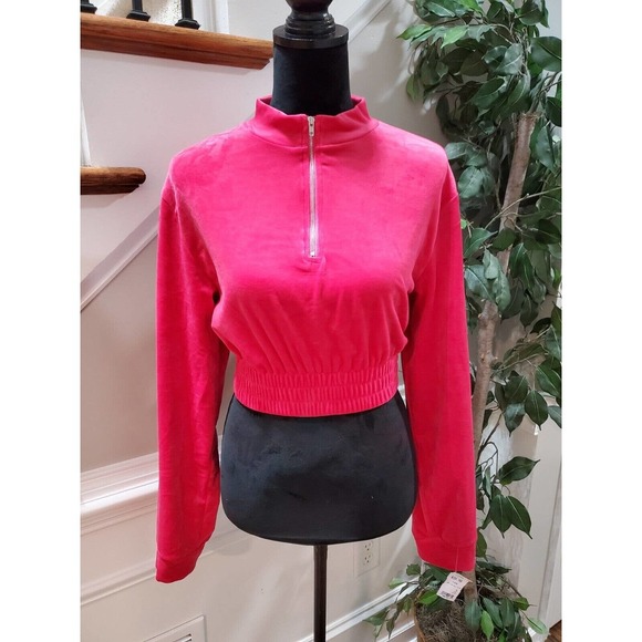 Akira Women's Solid Red 100% Polyester Long Sleeve Half Zip Front Top Size XL - Picture 1 of 11